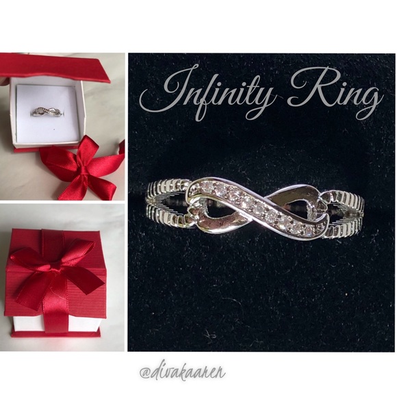 Infinity Sterling Silver Diamond Ring - Picture 2 of 9